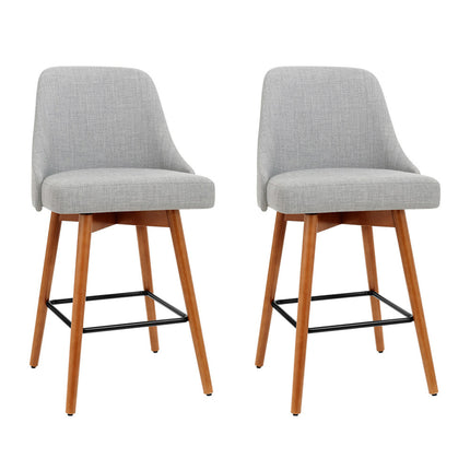 Artiss 2x Bar Stools Swivel Seat Wooden Grey.