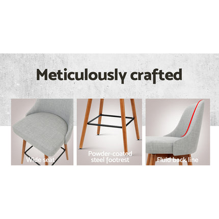 Artiss 2x Bar Stools Swivel Seat Wooden Grey.