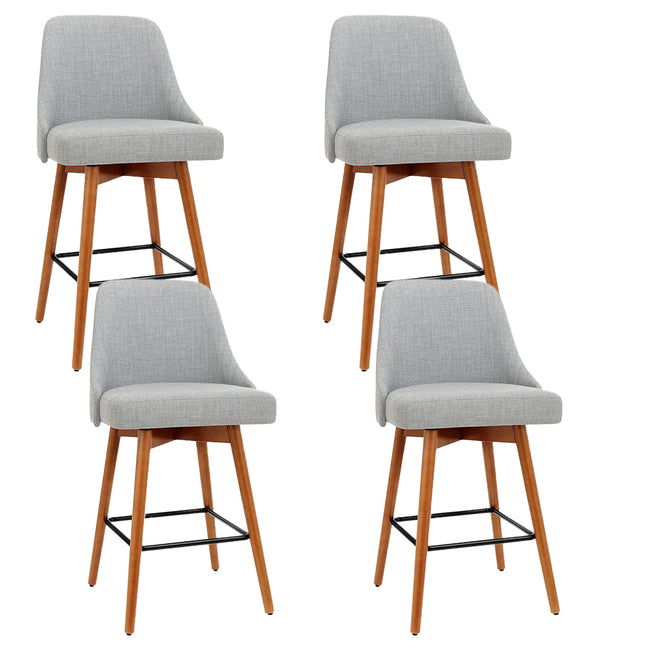 Artiss 4x Bar Stools Swivel Seat Wooden Grey.