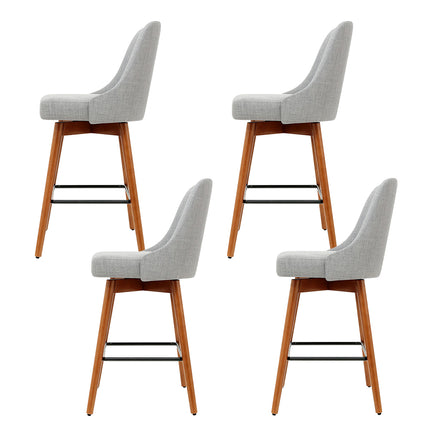 Artiss 4x Bar Stools Swivel Seat Wooden Grey.