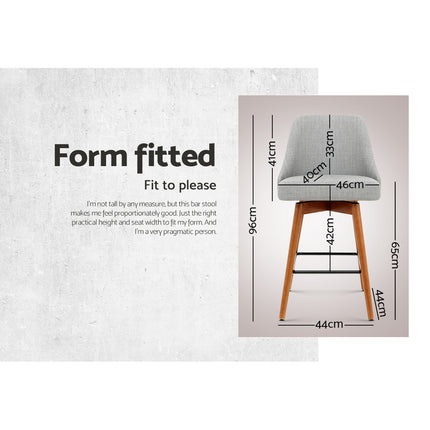 Artiss 4x Bar Stools Swivel Seat Wooden Grey.