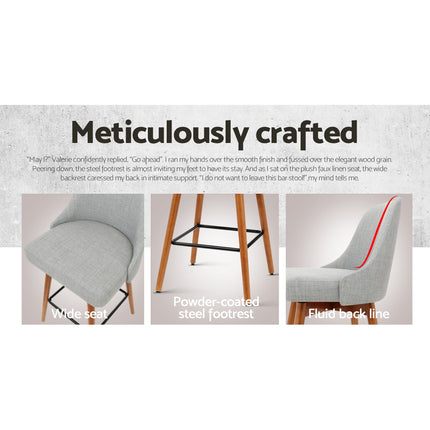 Artiss 4x Bar Stools Swivel Seat Wooden Grey.