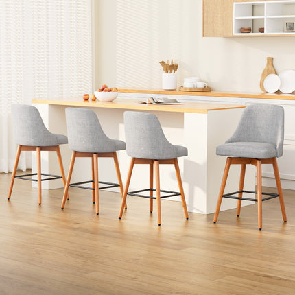 Artiss 4x Bar Stools Swivel Seat Wooden Grey.