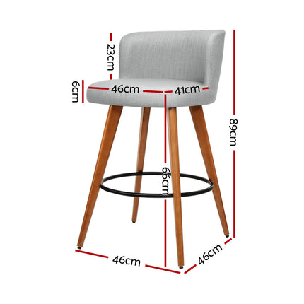 Artiss 4x Bar Stools Linen Padded Wooden Grey.
