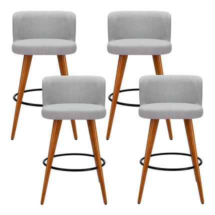Artiss 4x Bar Stools Linen Padded Wooden Grey.