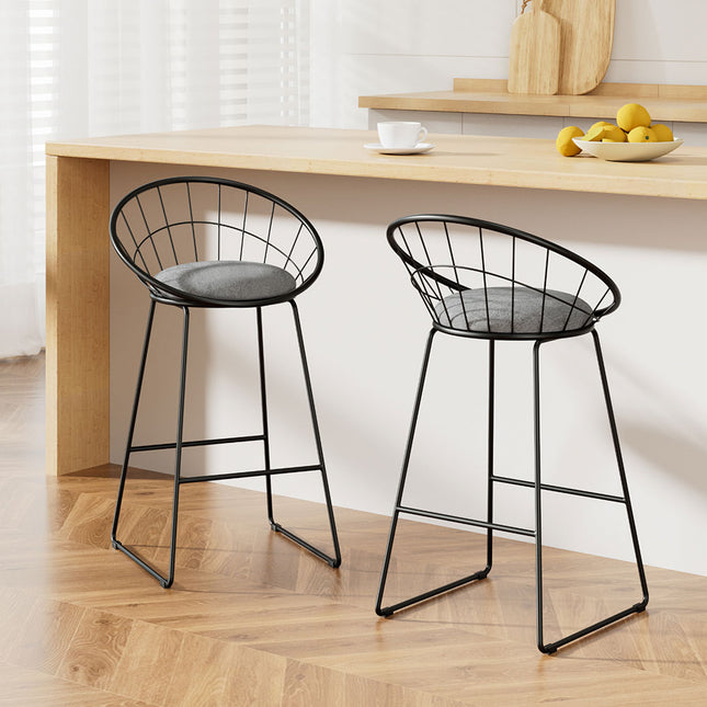 Artiss 2x Bar Stools Padded Seat Metal.