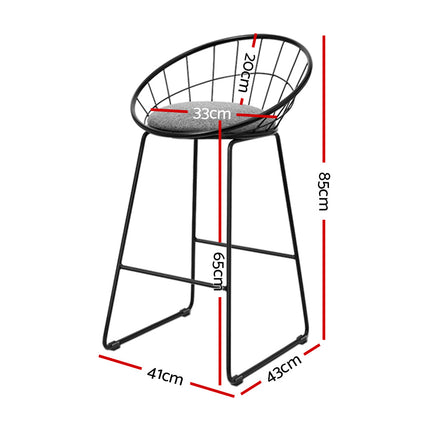 Artiss 2x Bar Stools Padded Seat Metal.