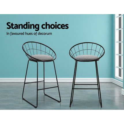 Artiss 2x Bar Stools Padded Seat Metal.