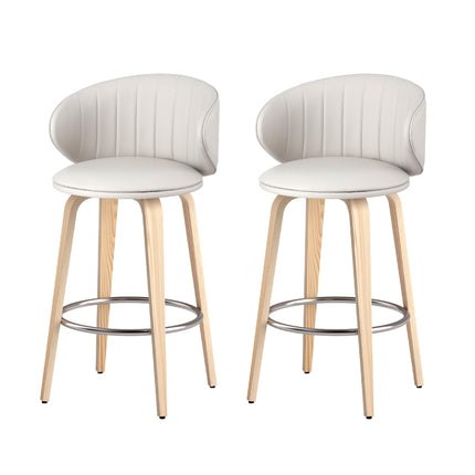 2x Artiss Bar Stools Dining Chairs Contoured Leather Wood Stool.