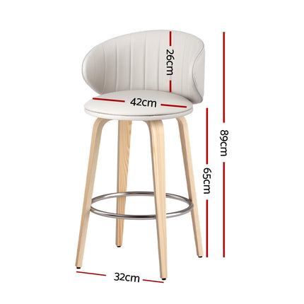 4x Artiss Bar Stools Dining Chairs Contoured Leather Wood Stool.