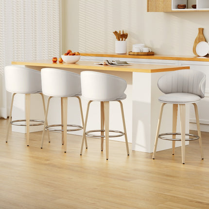 4x Artiss Bar Stools Dining Chairs Contoured Leather Wood Stool.