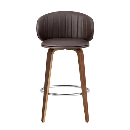 2x Artiss Bar Stools Dining Chairs Contoured Leather Wood Stool.