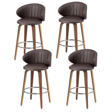 4x Artiss Bar Stools Dining Chairs Contoured Leather Wood Stool.
