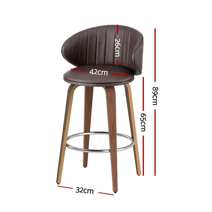 4x Artiss Bar Stools Dining Chairs Contoured Leather Wood Stool.