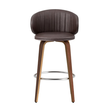 4x Artiss Bar Stools Dining Chairs Contoured Leather Wood Stool.