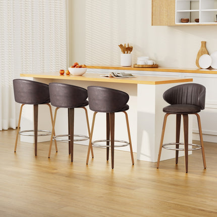 4x Artiss Bar Stools Dining Chairs Contoured Leather Wood Stool.