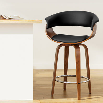 Artiss Bar Stools Swivel PU Seat Wooden.