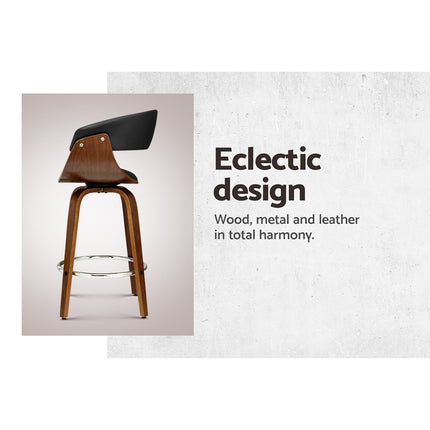 Artiss Bar Stools Swivel PU Seat Wooden.