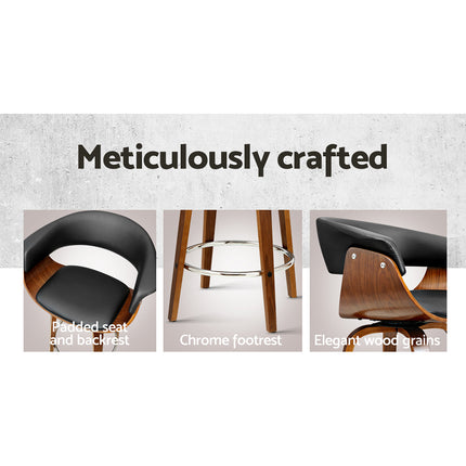 Artiss Bar Stools Swivel PU Seat Wooden.