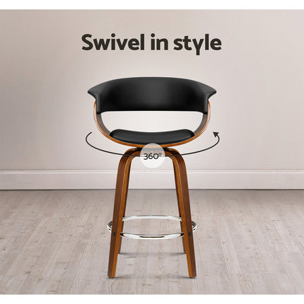 Artiss Bar Stools Swivel PU Seat Wooden.