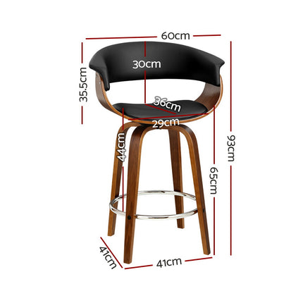 Artiss 2x Bar Stools Swivel PU Seat Wooden.