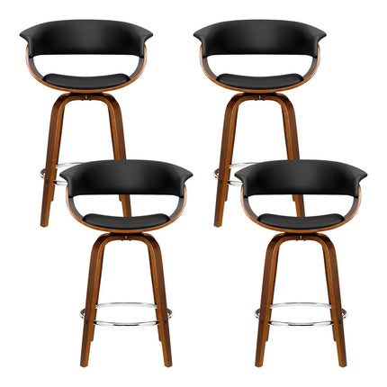 Artiss 4x Bar Stools Swivel PU Seat Wooden.