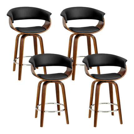 Artiss 4x Bar Stools Swivel PU Seat Wooden.