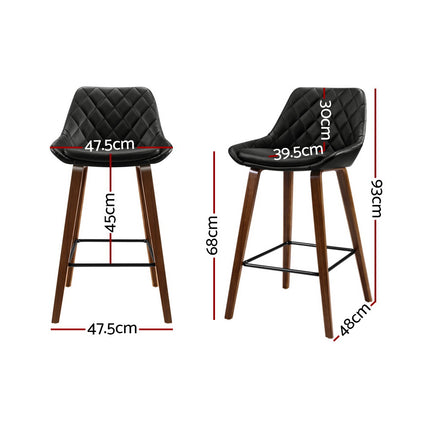 Artiss 2x Bar Stools PU Seat Wooden.