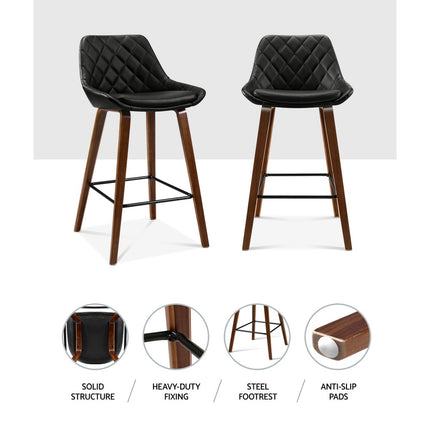Artiss 2x Bar Stools PU Seat Wooden.