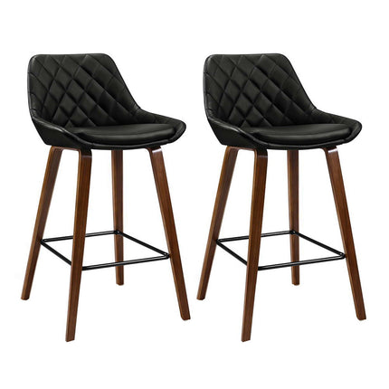 Artiss 2x Bar Stools PU Seat Wooden.