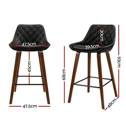 Artiss 4x Bar Stools PU Seat Wooden.