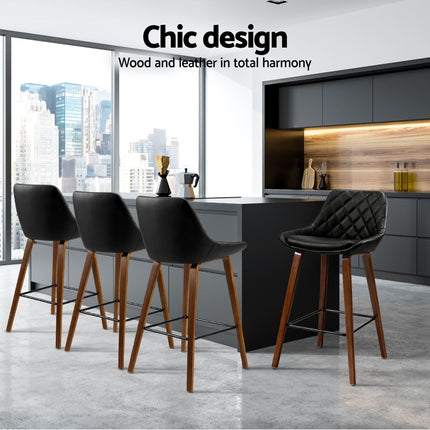 Artiss 4x Bar Stools PU Seat Wooden.