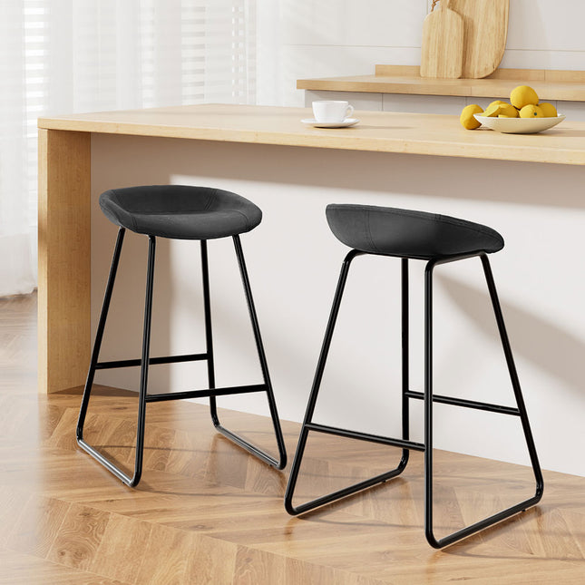 Artiss 2x Bar Stools Kitchen Dining Chairs Counter Stool PU Leather Metal.