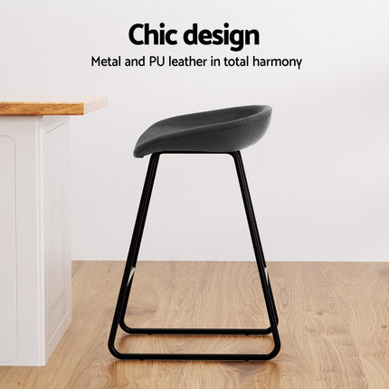 Artiss 2x Bar Stools Kitchen Dining Chairs Counter Stool PU Leather Metal.