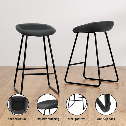 Artiss 2x Bar Stools Kitchen Dining Chairs Counter Stool PU Leather Metal.