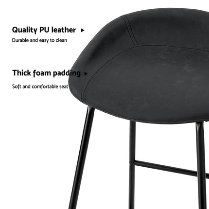 Artiss 2x Bar Stools Kitchen Dining Chairs Counter Stool PU Leather Metal.