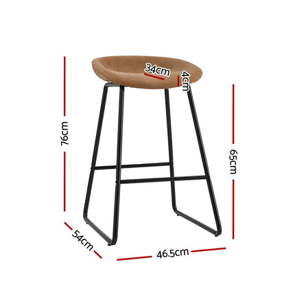 Artiss 2x Bar Stools Kitchen Dining Chairs Counter Stool PU Leather Metal Brown.