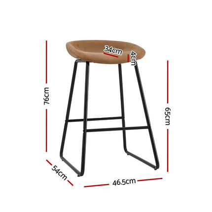 Artiss 4x Bar Stools Kitchen Dining Chairs Counter Stool PU Leather Metal Brown.