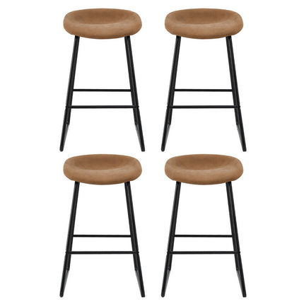 Artiss 4x Bar Stools Kitchen Dining Chairs Counter Stool PU Leather Metal Brown.