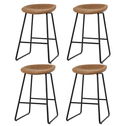Artiss 4x Bar Stools Kitchen Dining Chairs Counter Stool PU Leather Metal Brown.