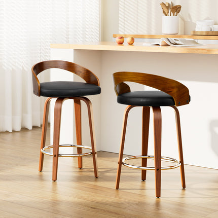 Artiss 2x Bar Stools Swivel Seat Curving Backrest.