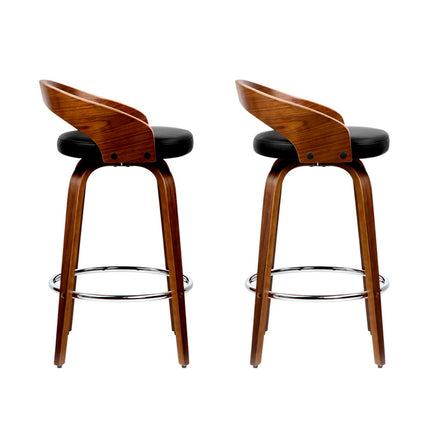 Artiss 2x Bar Stools Swivel Seat Curving Backrest.