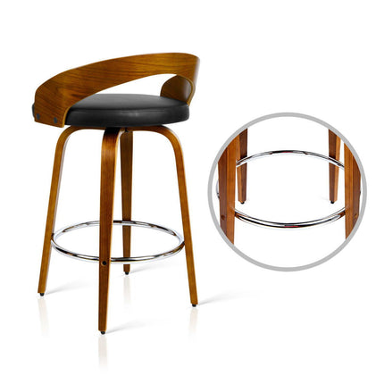Artiss 2x Bar Stools Swivel Seat Curving Backrest.
