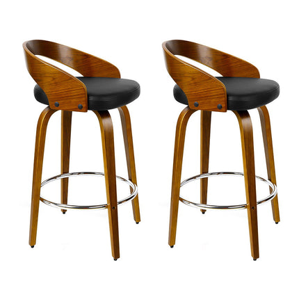 Artiss 2x Bar Stools Swivel Seat Curving Backrest.