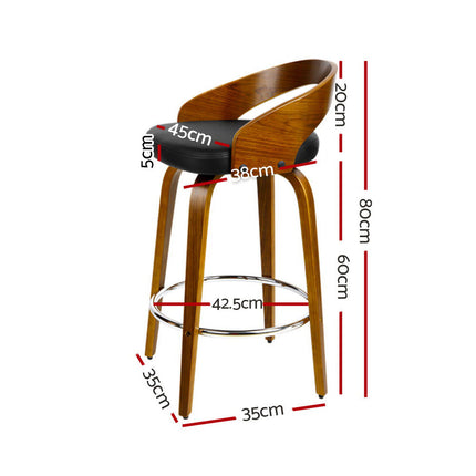Artiss 4x Bar Stools Swivel Seat Curving Backrest.