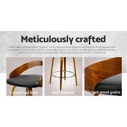 Artiss 4x Bar Stools Swivel Seat Curving Backrest.