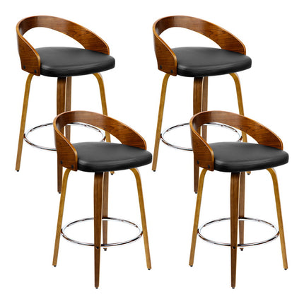 Artiss 4x Bar Stools Swivel Seat Curving Backrest.