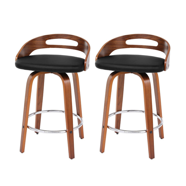 Artiss 2x Bar Stools Swivel Dining Chairs Low Back Counter Seat PU Cushion.
