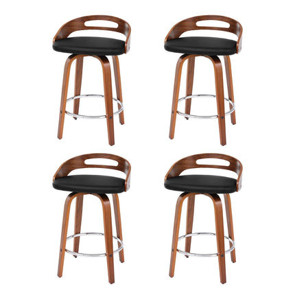 Artiss 4x Bar Stools Swivel Dining Chairs Low Back Counter Seat PU Cushion.