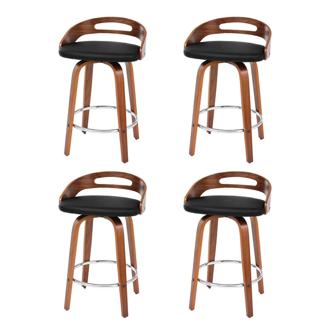 Artiss 4x Bar Stools Swivel Dining Chairs Low Back Counter Seat PU Cushion.